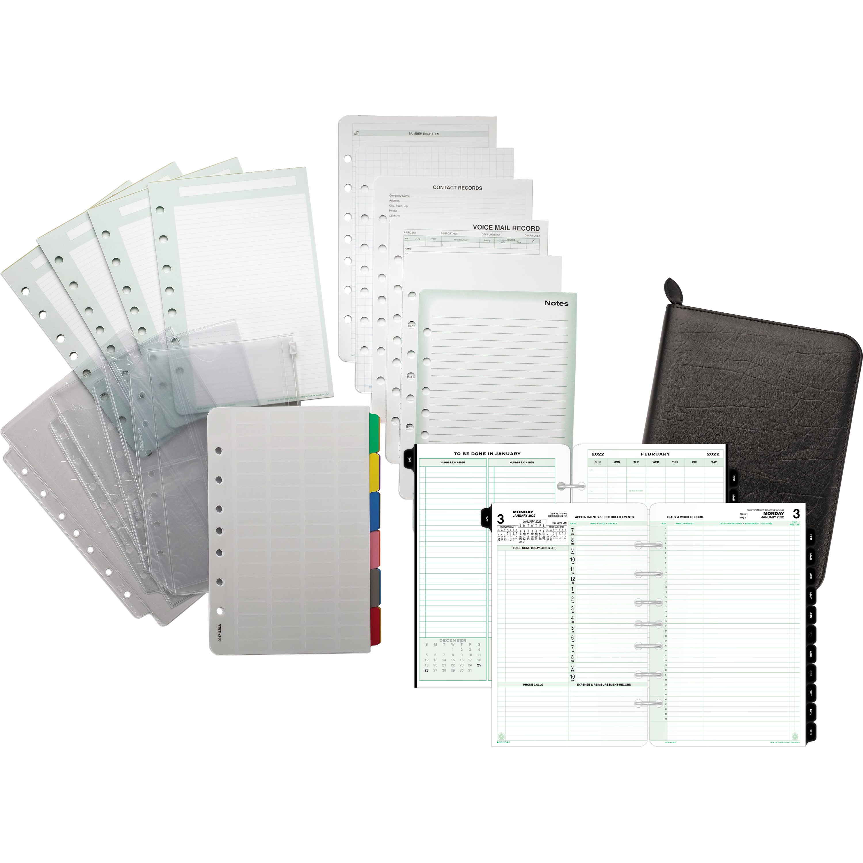 DayTimer 2023 Two Page Per Day Reference Antique Vinyl Planning Bundle