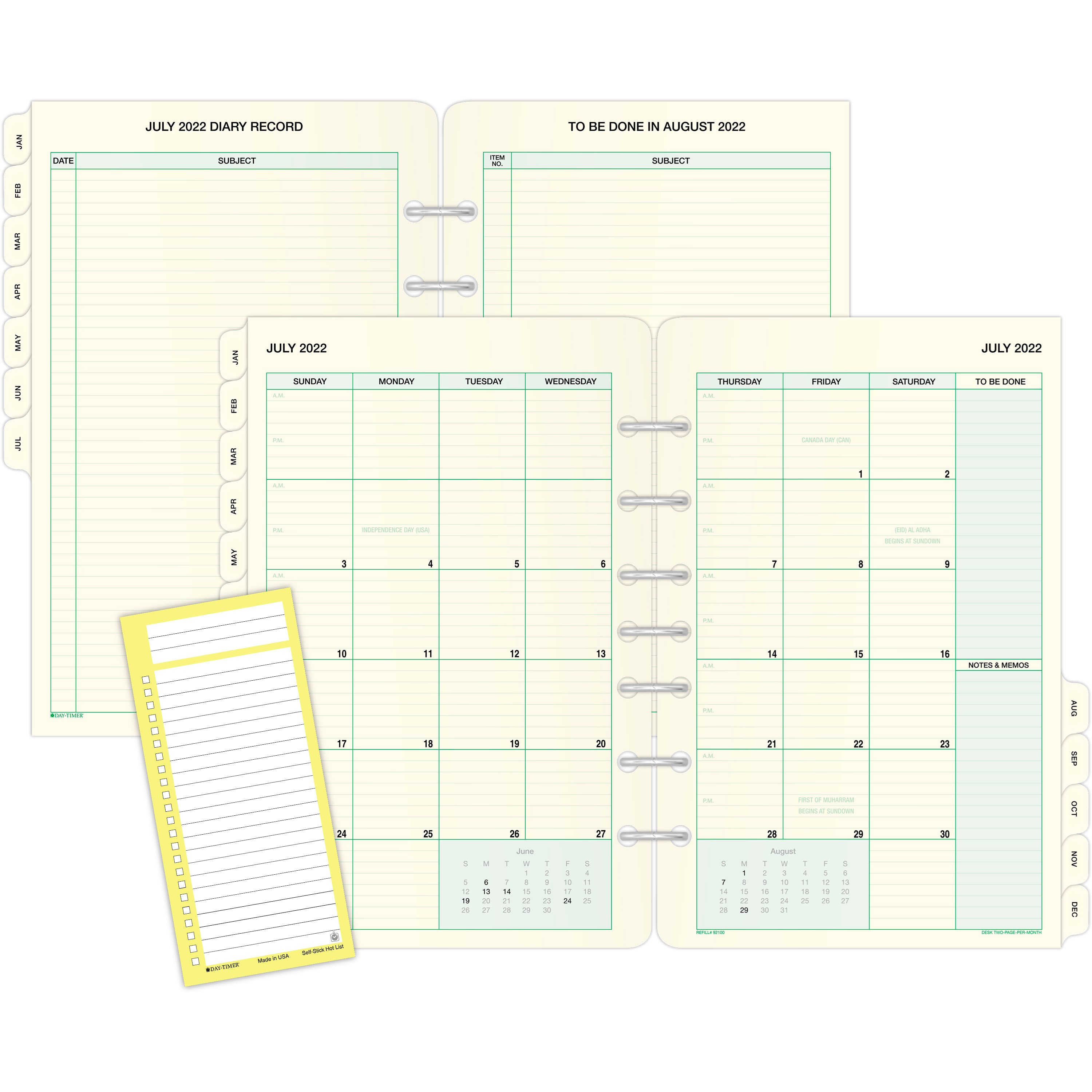 DayTimer Two Page Per Month Tabbed Calendar and Accessory Kit Desk