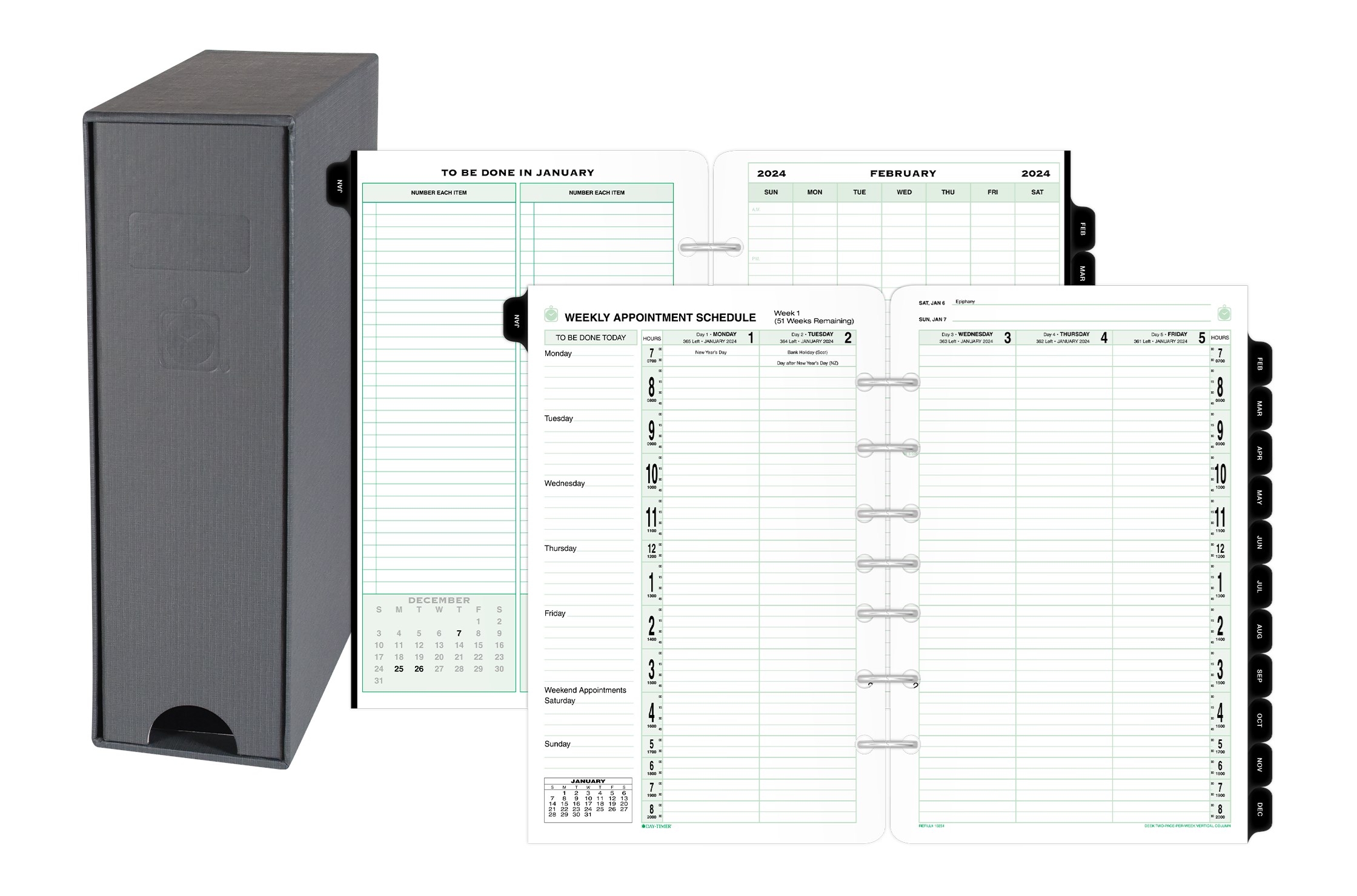 DayTimer 2024 Two Page Per Week Vertical Column Planner Refill and