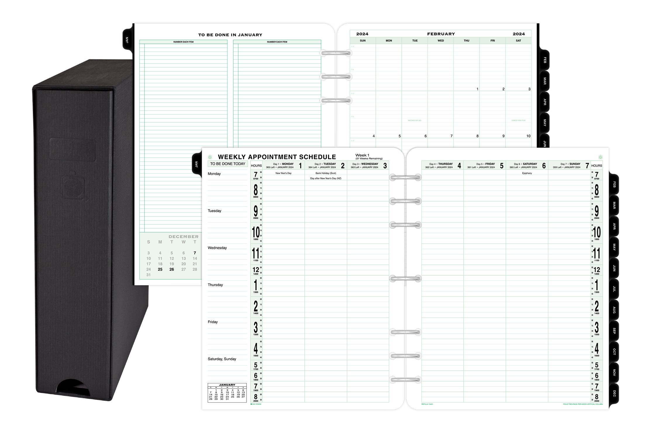DayTimer 2024 Two Page Per Week Vertical Column Planner Refill and