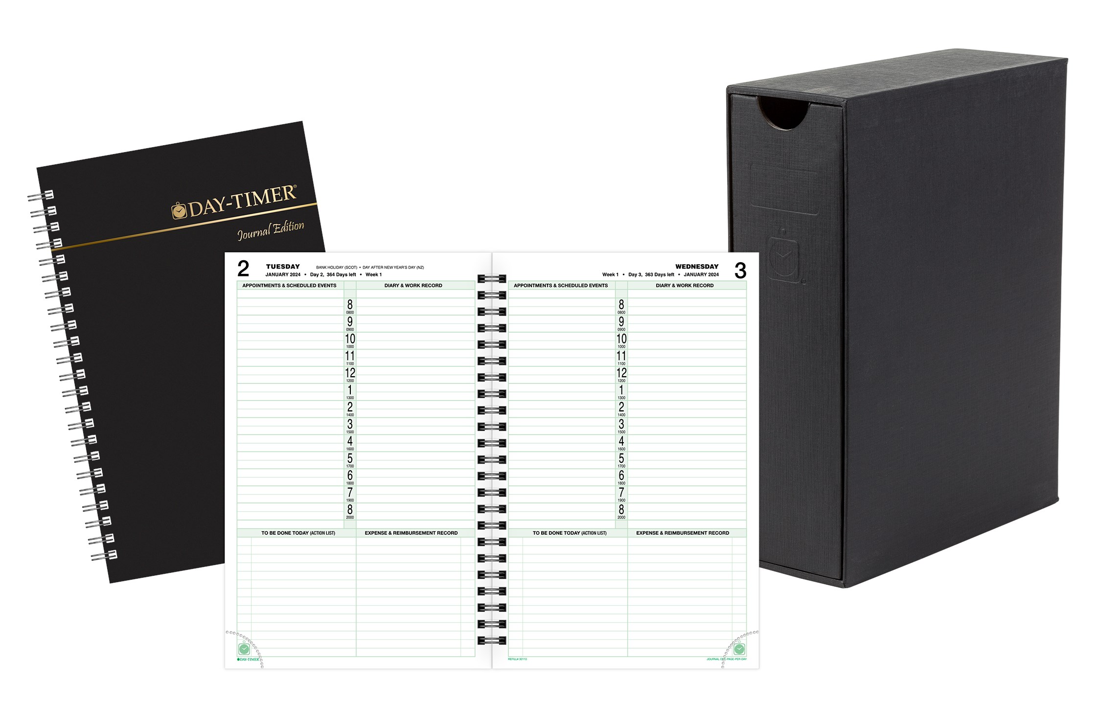 DayTimer 2024 One Page Per Day Planner Refill and Storage Bundle