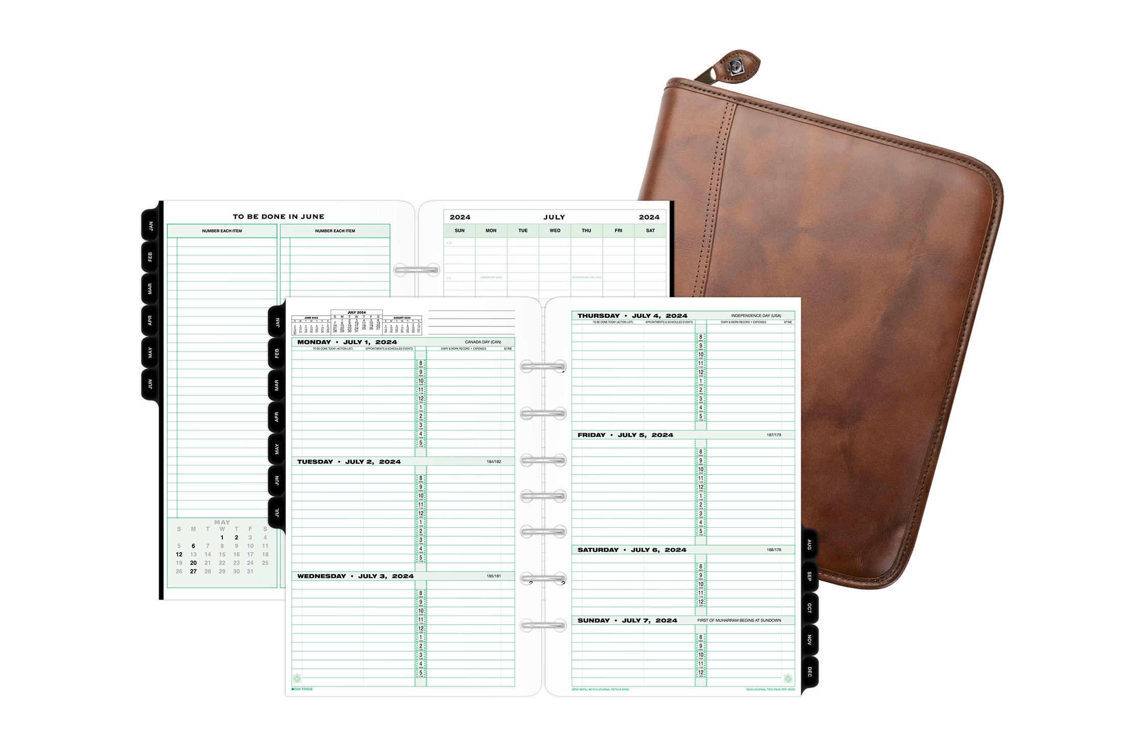 DayTimer® Two Page Per Week Original Distressed Leather Planning