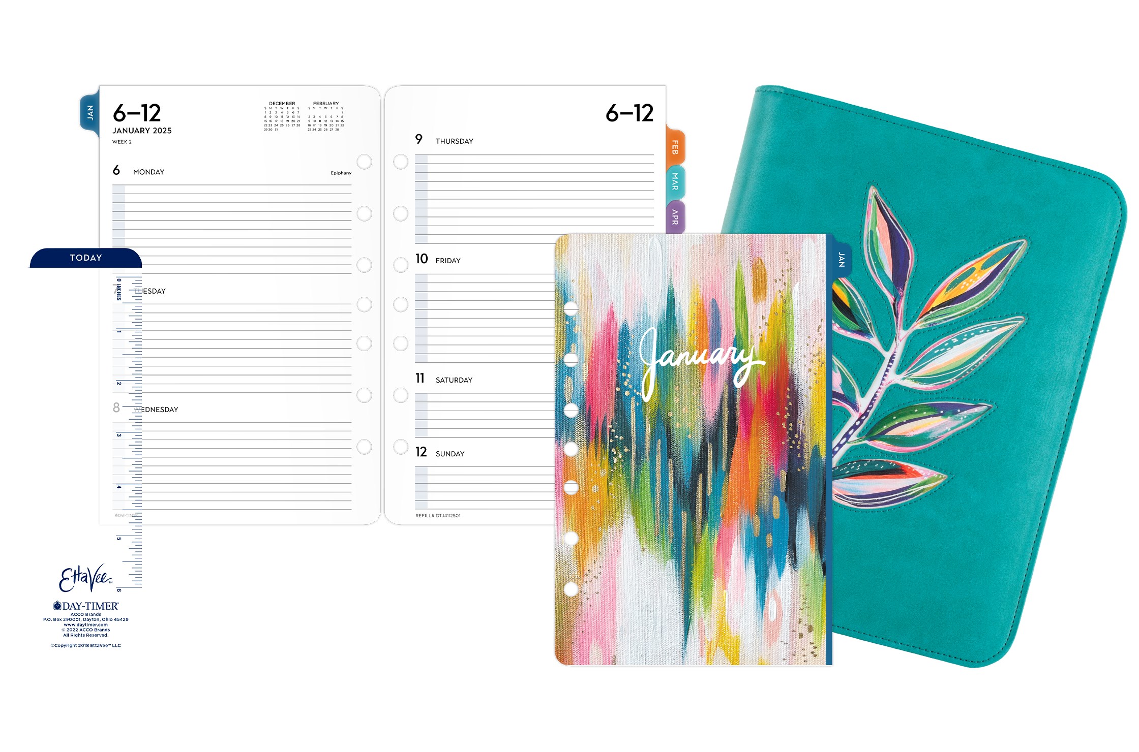 EttaVee™ for DayTimer® 2025 Two Page Per Week Planning Bundle, Green